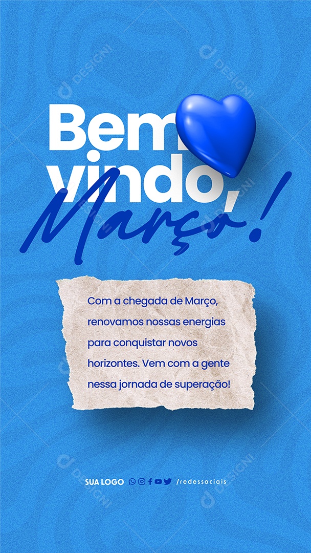 Story Bem Vindo Março renovamos nossas energias Social Media PSD Editável