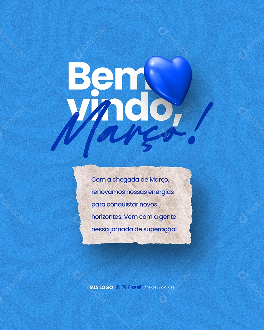 Bem Vindo Março renovamos nossas energias Social Media PSD Editável