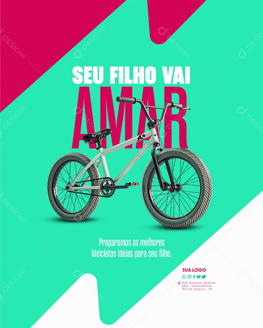 Loja de Bicicleta Seu Filho vai Amar preparamos as melhores bicicletas Social Media PSD Editável