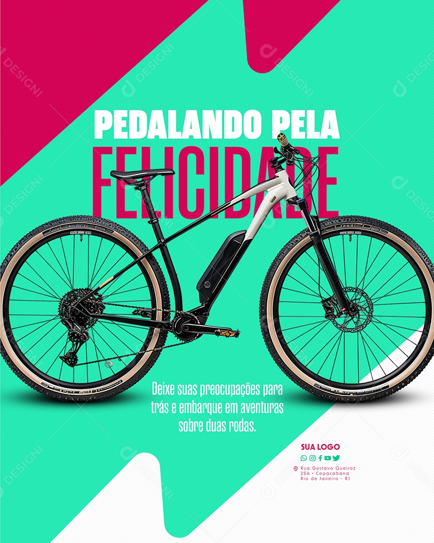Loja de Bicicleta pedalando pela Felicidade Social Media PSD Editável