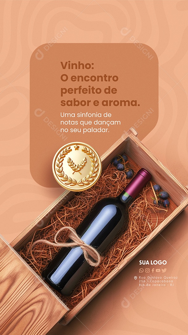 Story Casa de Vinho O encontro perfeito de sabor e aroma Social Media PSD Editável