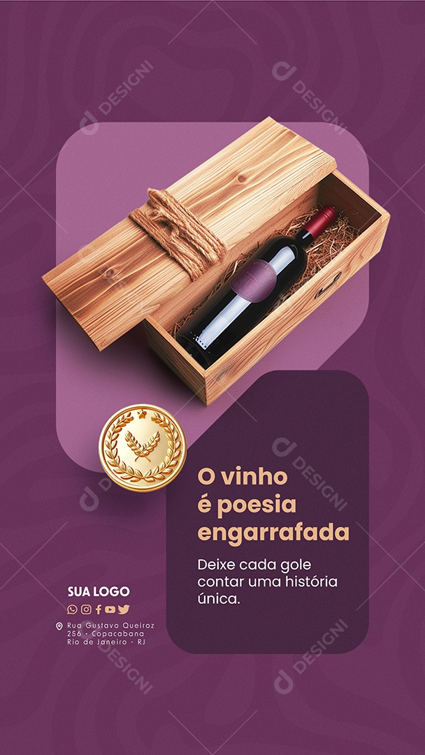 Story Casa de Vinho é poesia engarrafada Social Media PSD Editável