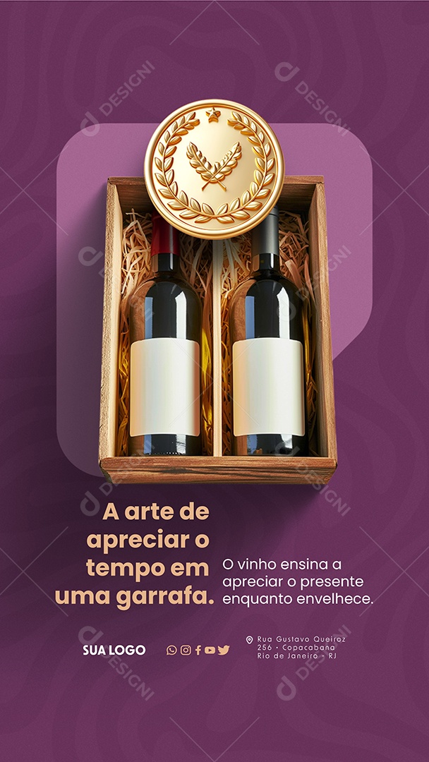 Story Casa de Vinho A arte de apreciar o tempo em uma garrafa Social Media PSD Editável
