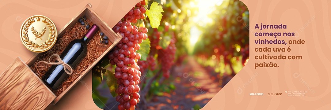 Banner Casa de Vinho A jornada começa nos vinhedos Social Media PSD Editável