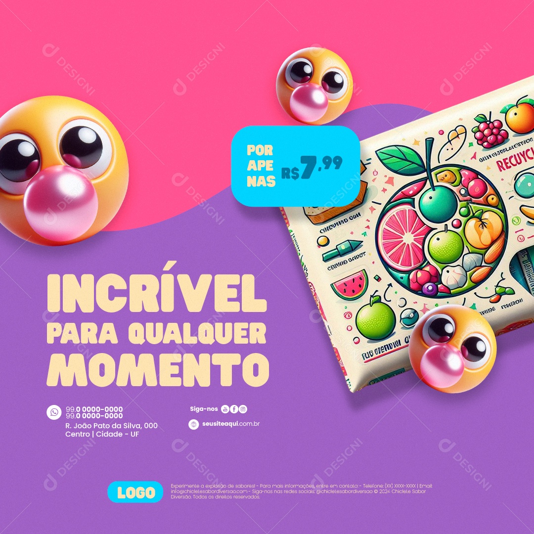 Doceria Incrível para qualquer momento Social Media PSD Editável