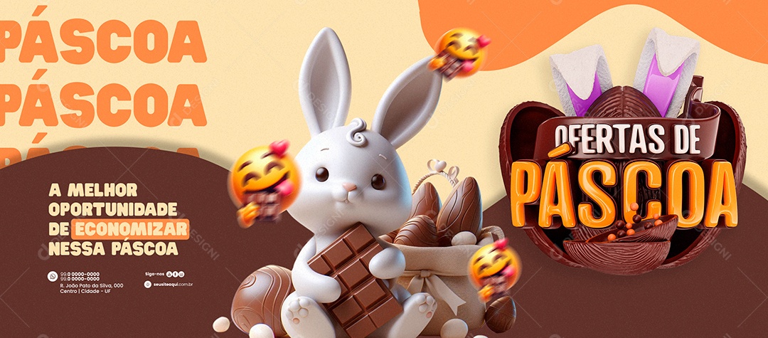 Banner Ofertas de Páscoa Supermercado a melhor oportunidade de economizar Social Media PSD Editável
