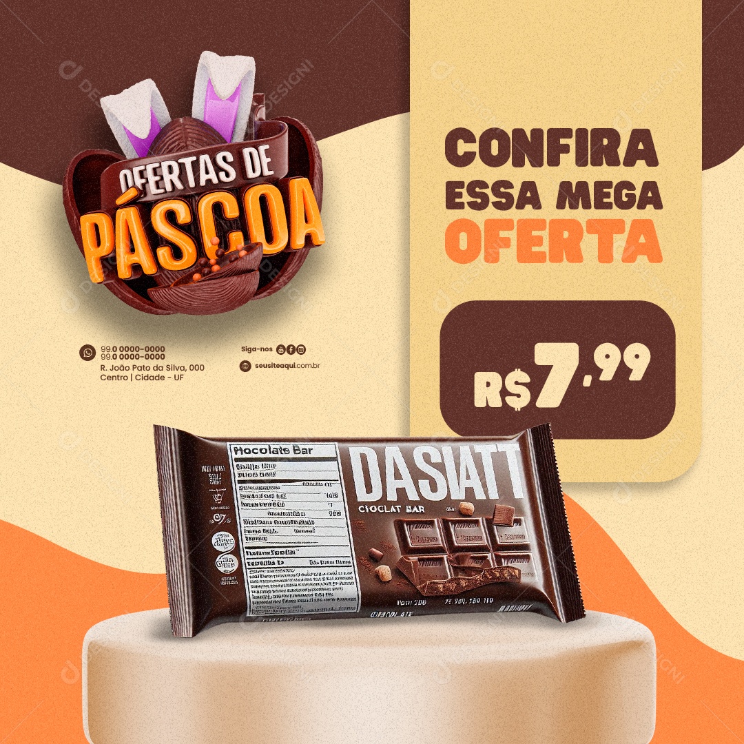 Ofertas de Páscoa Supermercado confira essa Mega Oferta Chocolate Social Media PSD Editável