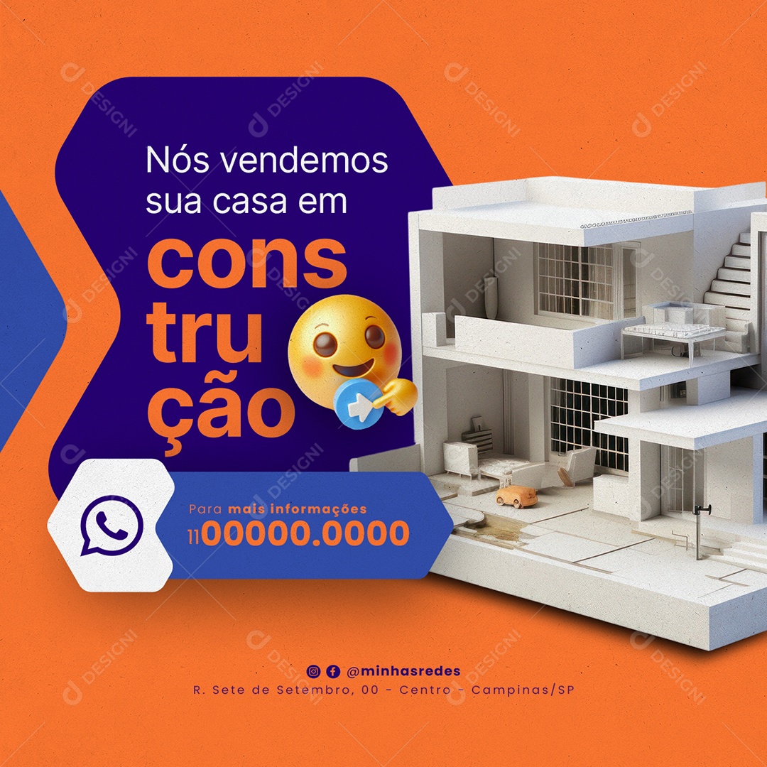 Corretor De Imóveis Nós vendemos sua casa em construção Social Media PSD Editável