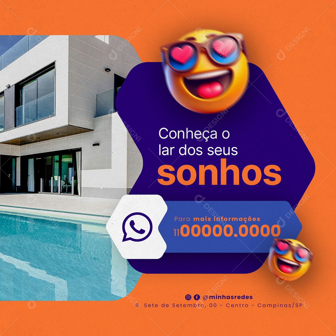 Corretor De Imóveis Conheça o lar dos seus sonhos Social Media PSD Editável