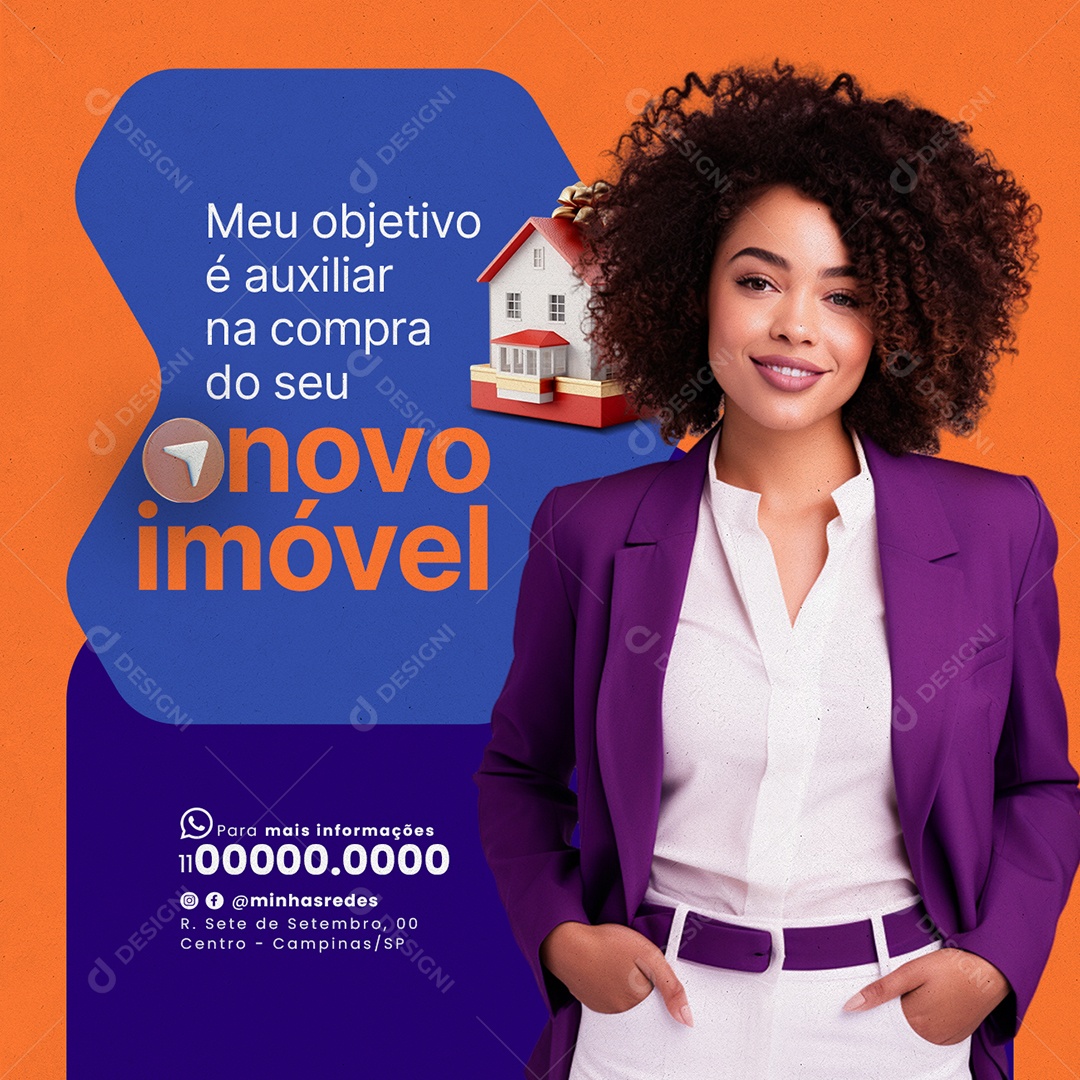 Corretor De Imóveis Meu objetivo é auxiliar na compra do seu novo imóvel Social Media PSD Editável