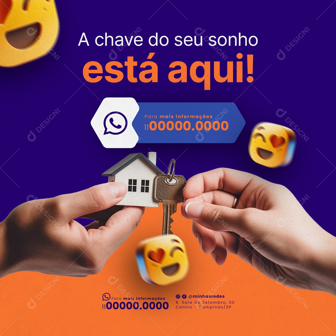 Corretor De Imóveis A chave do seu sonho está aqui Social Media PSD Editável