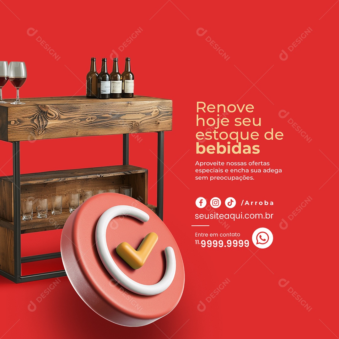 Adega Renove seu estoque de bebidas Social Media PSD Editável