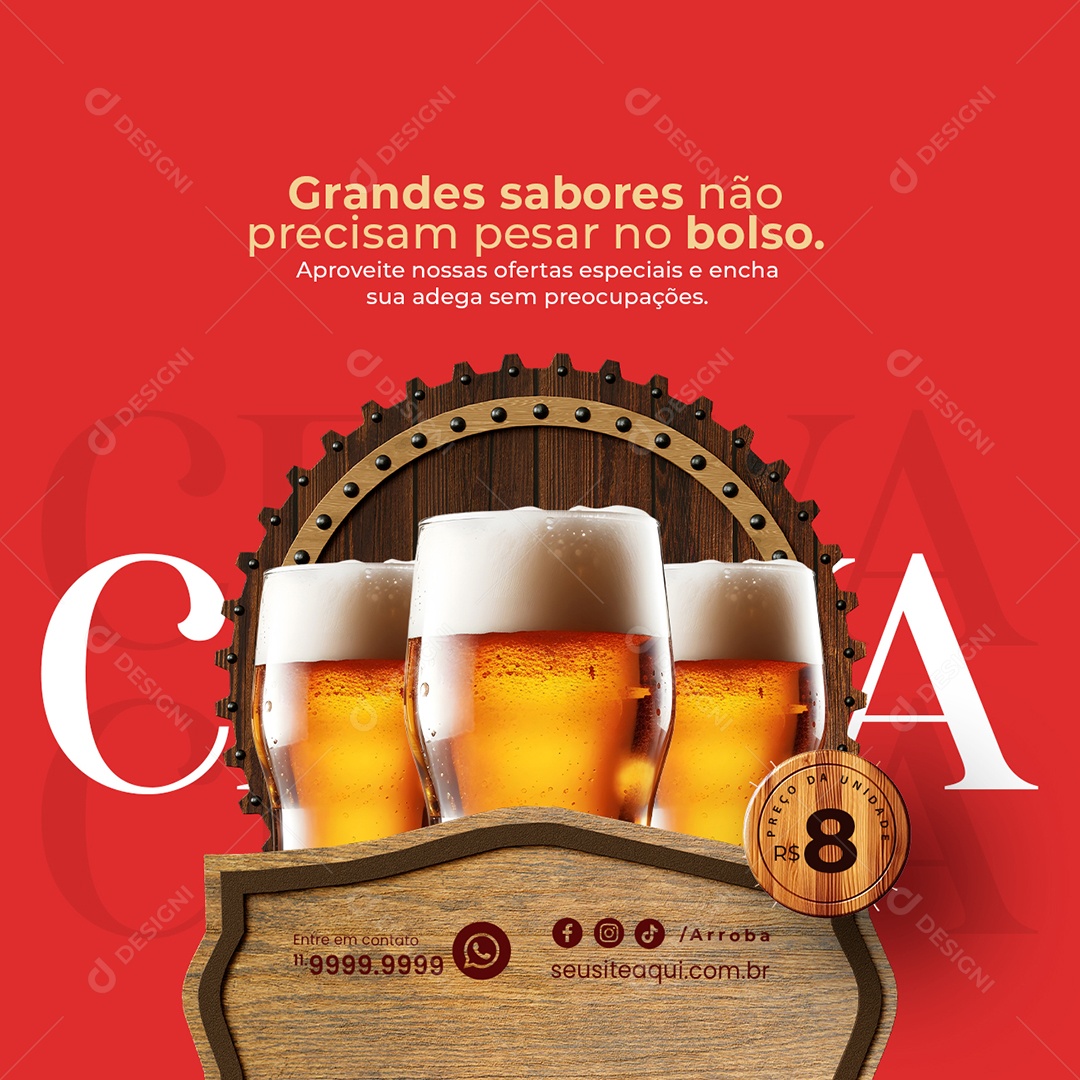 Adega Grandes sabores não precisam pesar no bolso Social Media PSD Editável