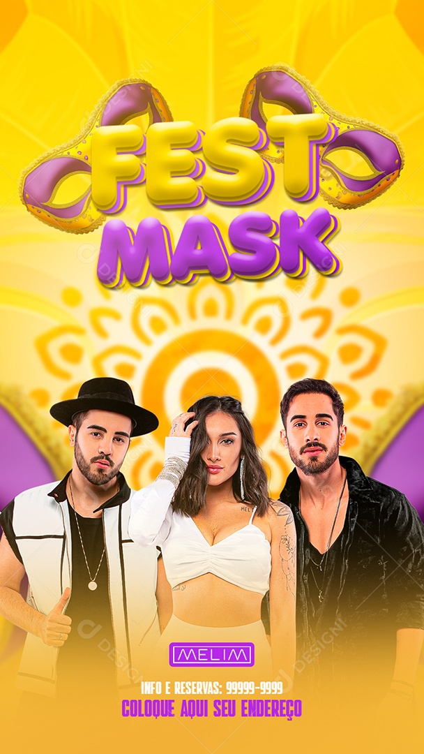 Flyer Story Fest Mask Melim Social Media PSD Editável