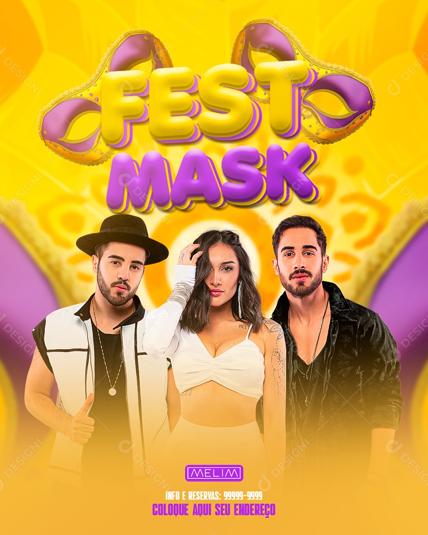 Flyer Fest Mask Melim Social Media PSD Editável