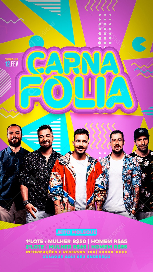 Flyer Story Carna Folia Jeito Moleque Social Media PSD Editável