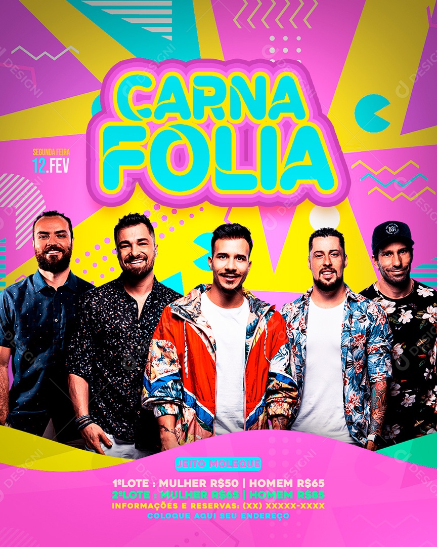 Flyer Carna Folia Jeito Moleque Social Media PSD Editável