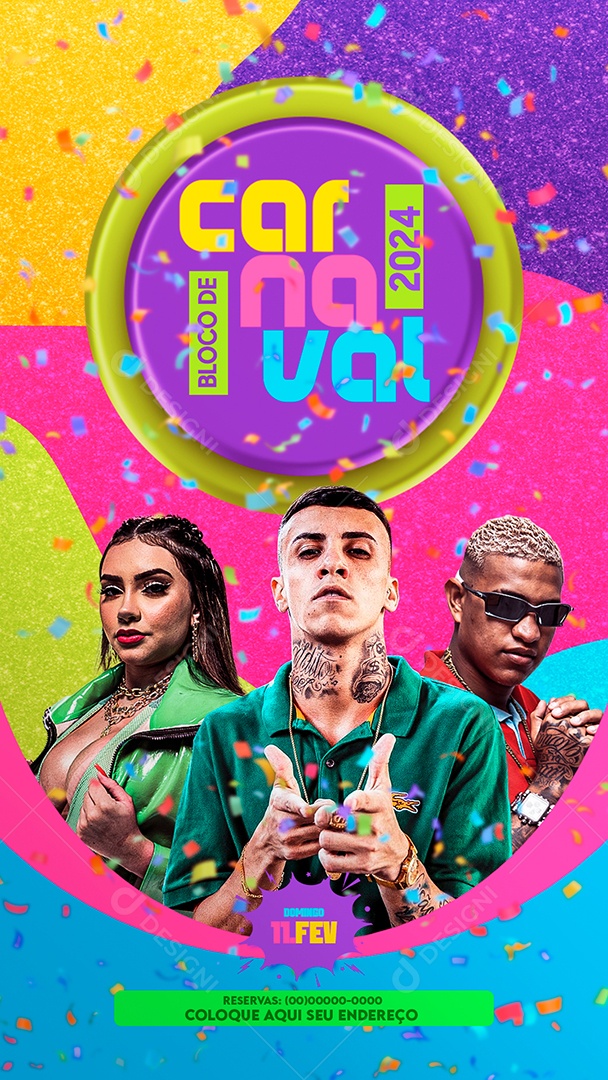 Flyer Story Bloco de Carnaval 2024 Social Media PSD Editável