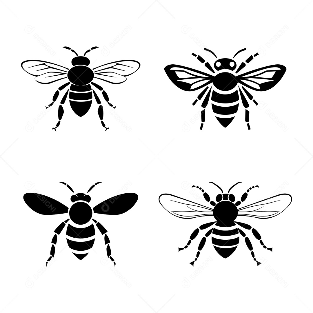 Conjunto de Ícones de Abelhas Vetor EPS