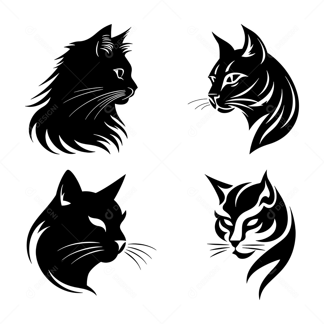 Conjunto de Ícones de Gatos Vetor EPS