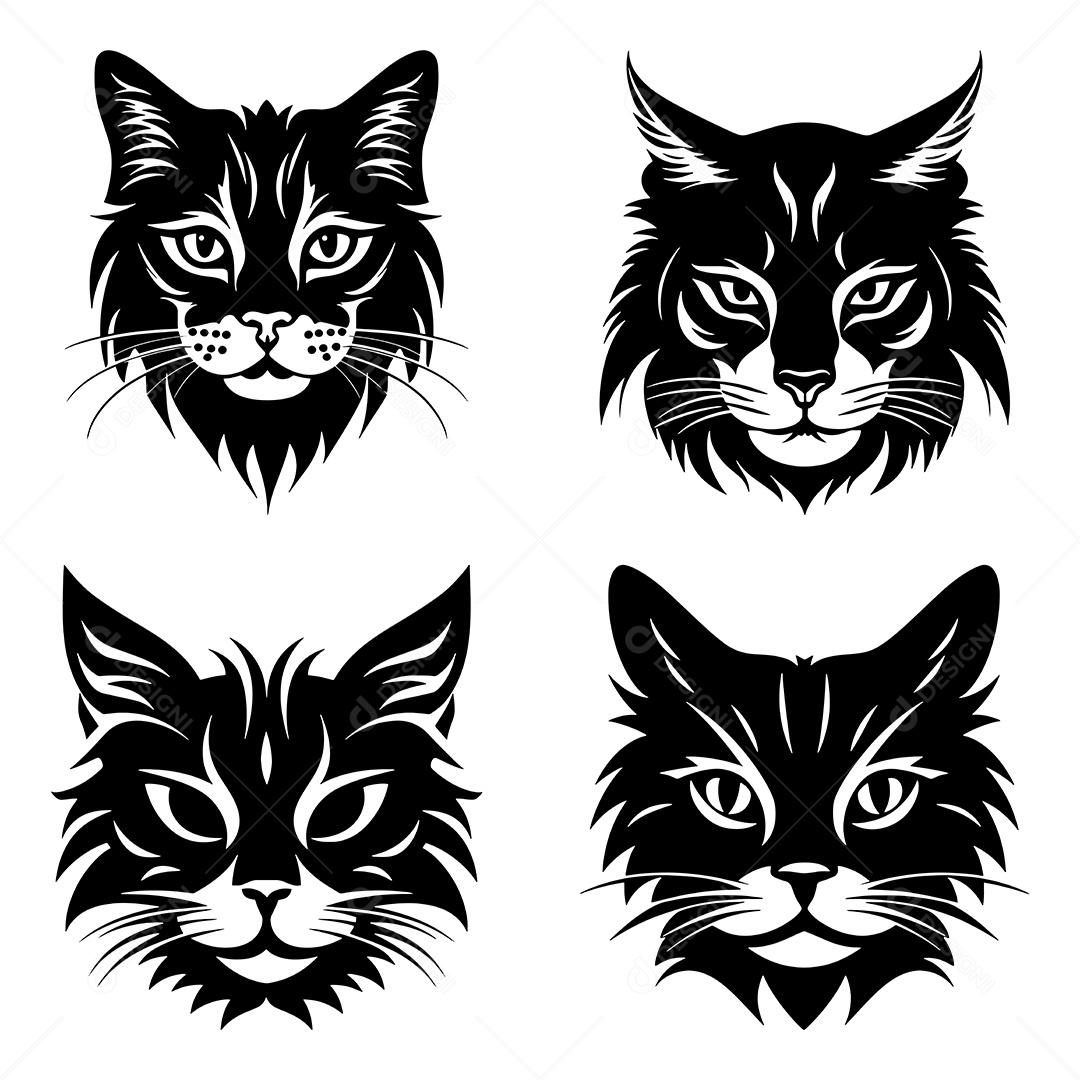 Conjunto de Ícones de Gato Vetor EPS