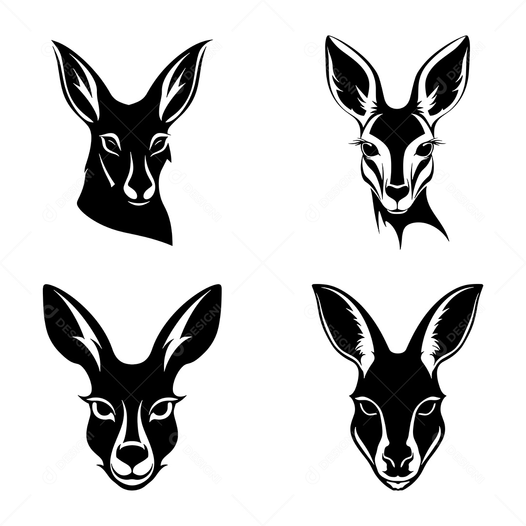 Conjunto de Ícones de Coelhos Vetor EPS