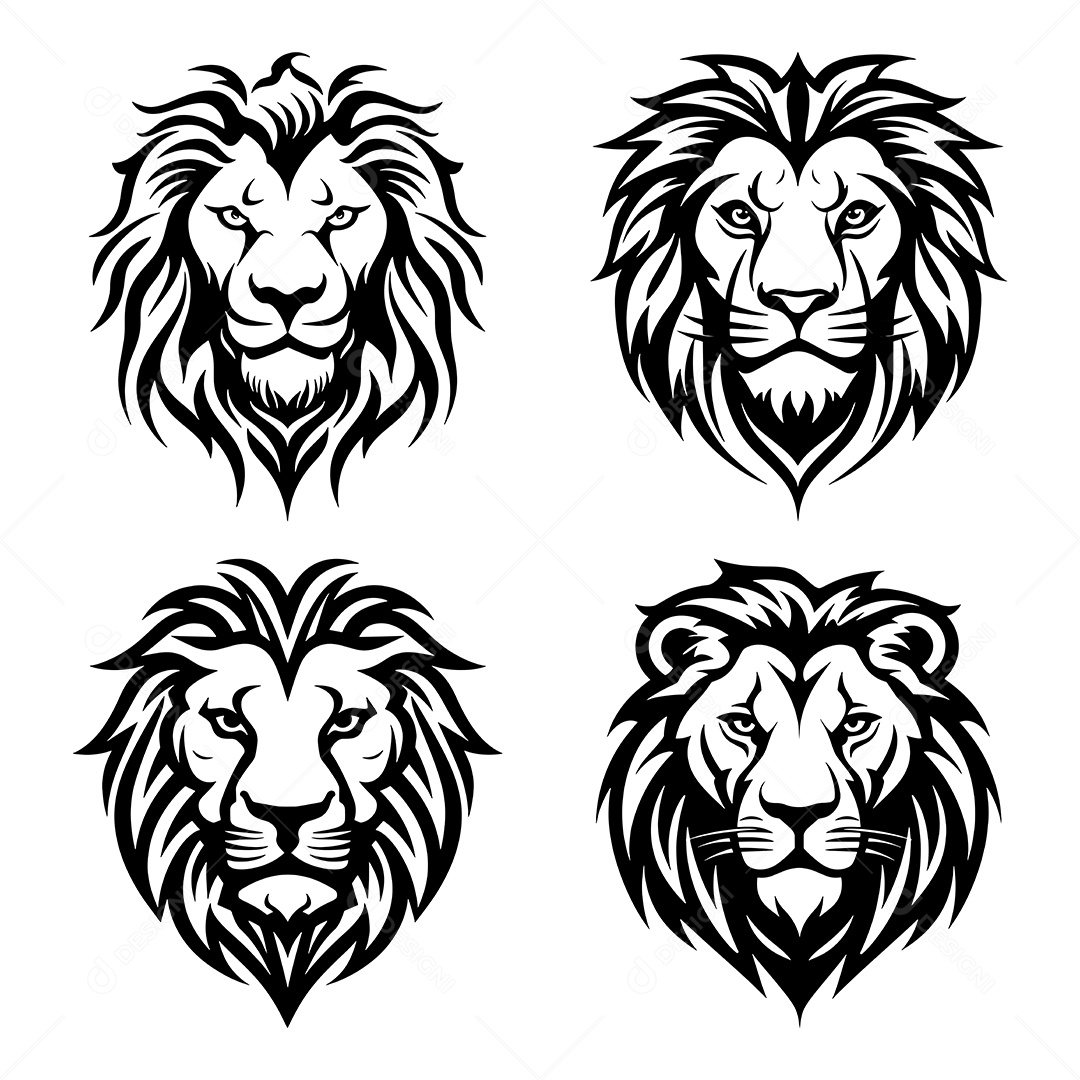 Conjunto de Ícones de Leão Vetor EPS