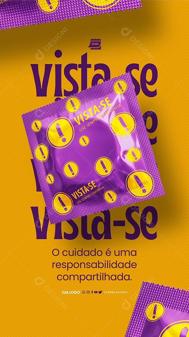Story Dia Internacional do Preservativo 13 de Fevereiro vista se Social Media PSD Editável