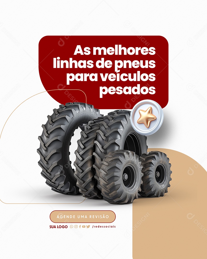 Borracharia As melhores linhas de pneus para veículos pesados Social Media PSD Editável