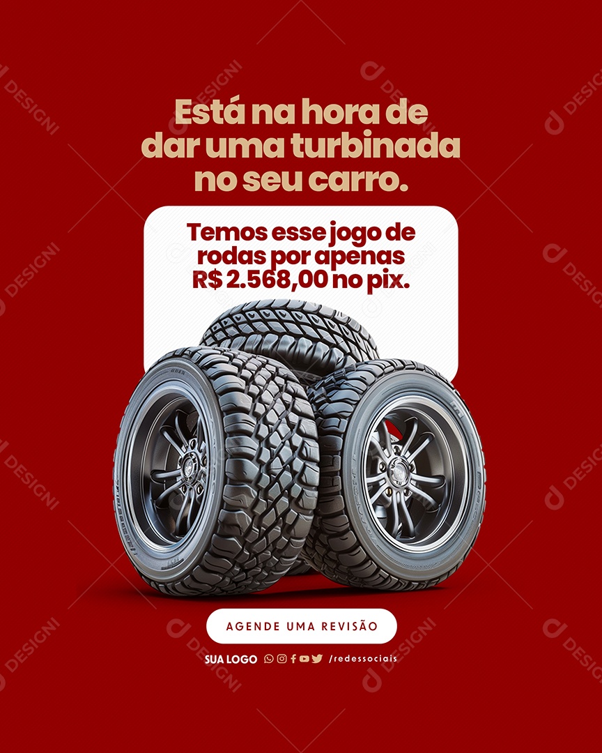 Borracharia Está na hora de dar uma turbinada no seu carro Social Media PSD Editável