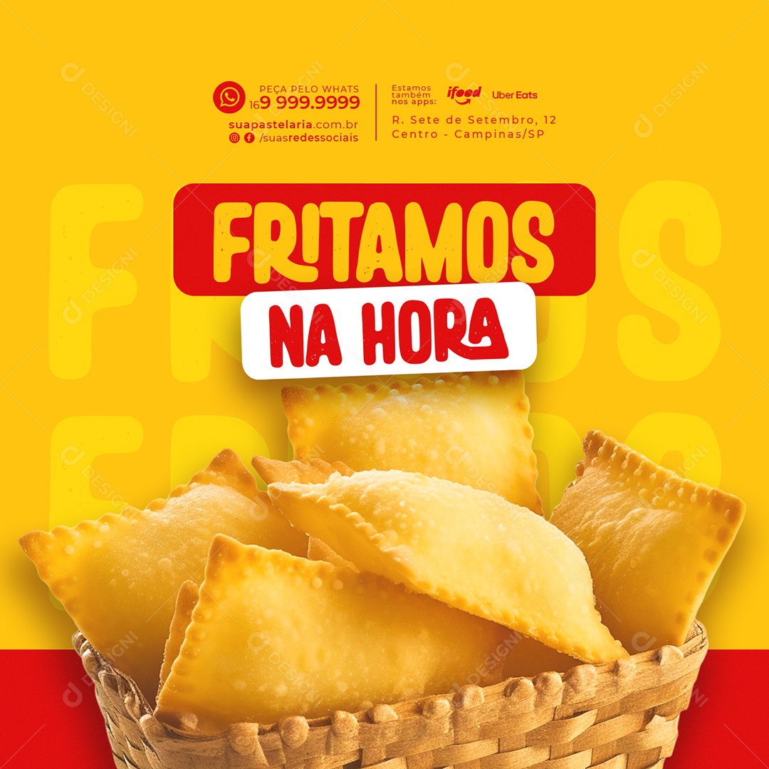 Pastelaria Fritamos na Hora Social Media PSD Editável