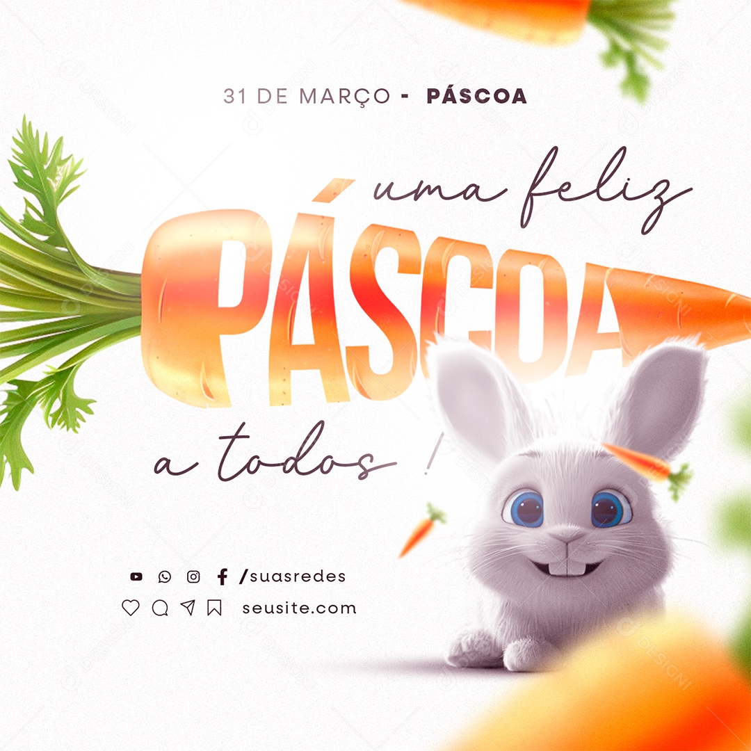Uma Feliz Páscoa a todos 31 de Março Social Media PSD Editável