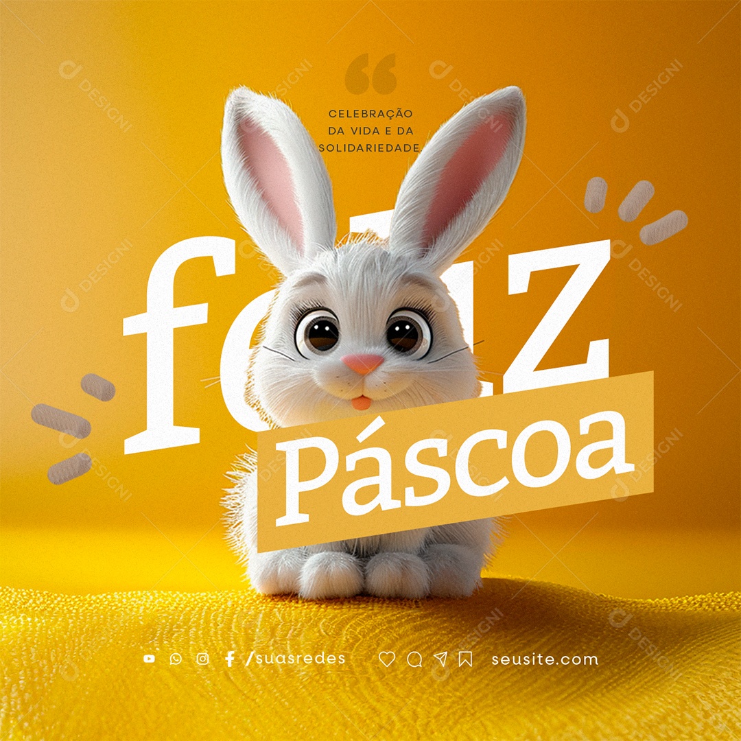 Feliz Páscoa 31 de Março Celebração da Vida e da Solidariedade Social Media PSD Editável