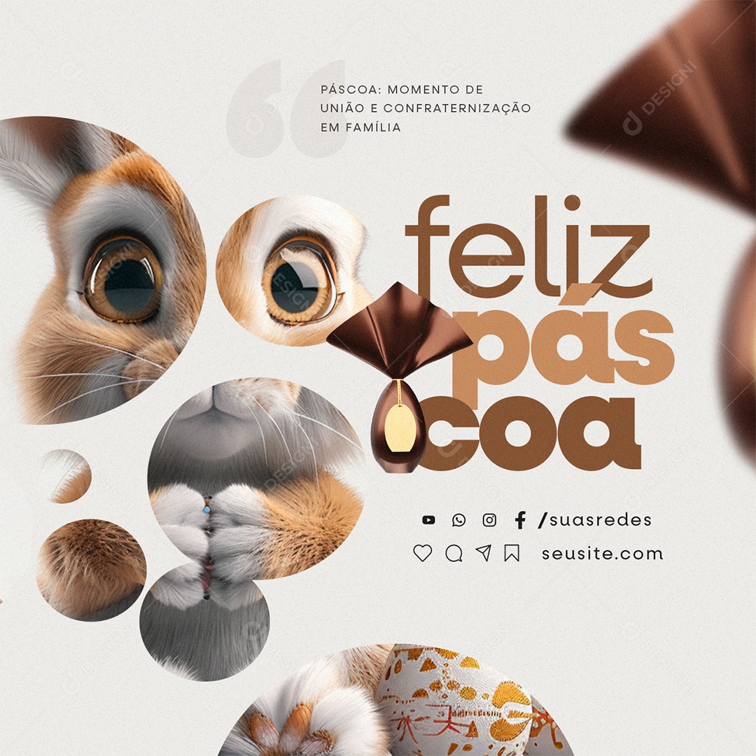 Feliz Páscoa 31 de Março Ovo de Páscoa Momento de União Social Media PSD Editável