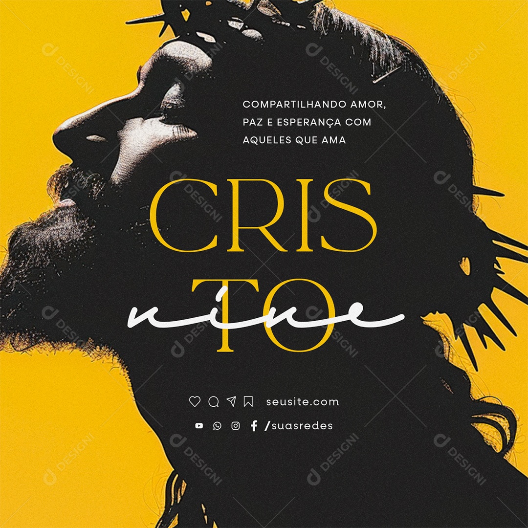 Páscoa Cristo vive Compartilhando Amor paz e esperança Social Media PSD Editável