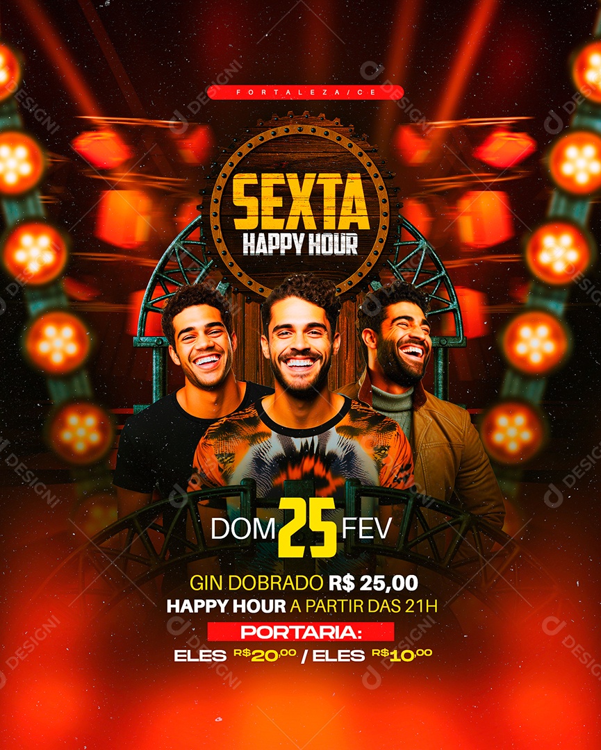 Flyer Sexta Happy Hour Social Media PSD Editável