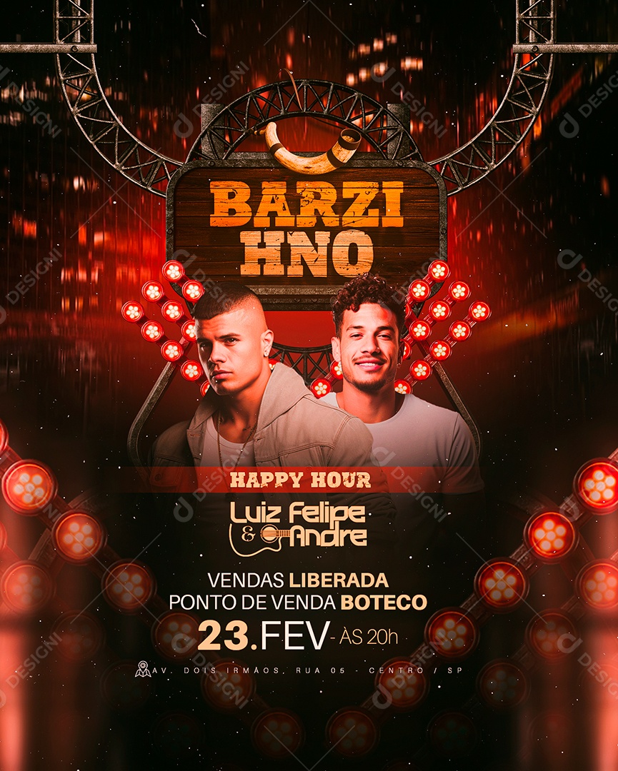 Flyer Barzinho Happy Hour Luiz Felipe e Andre Social Media PSD Editável