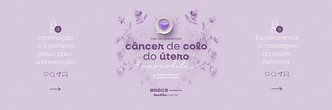 Carrossel Março Lilás Mês de prevenção câncer de colo do útero Social Media PSD Editável
