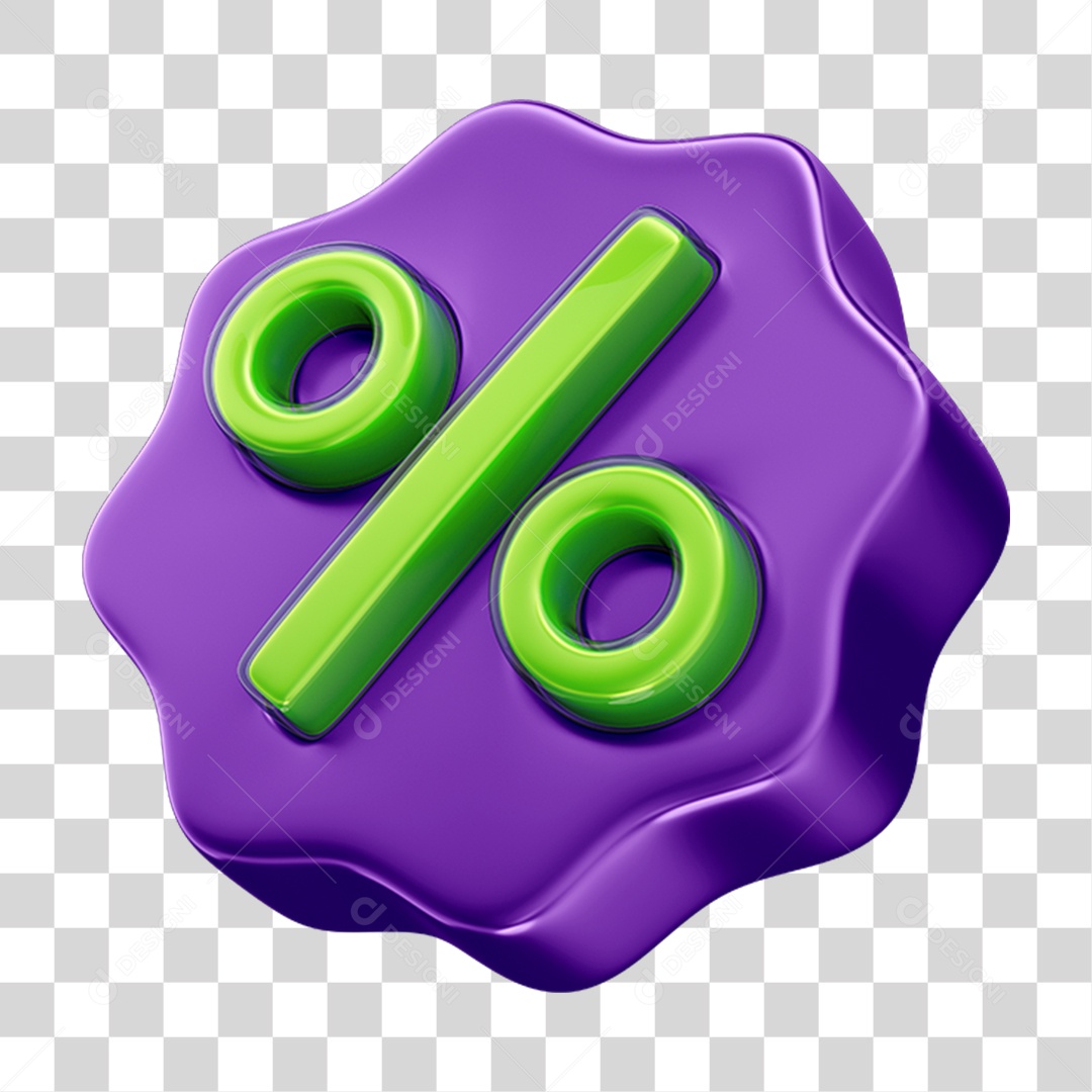 Elemento 3D Porcentagem Porcento PNG Transparente