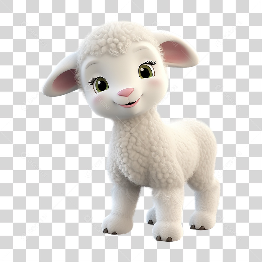 Elemento 3D Ovelha PNG Transparente