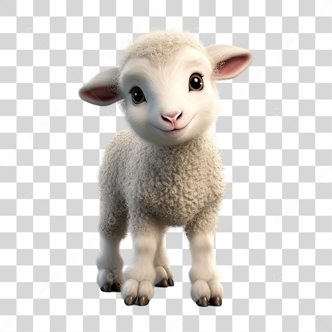 Elemento 3D Ovelha PNG Transparente