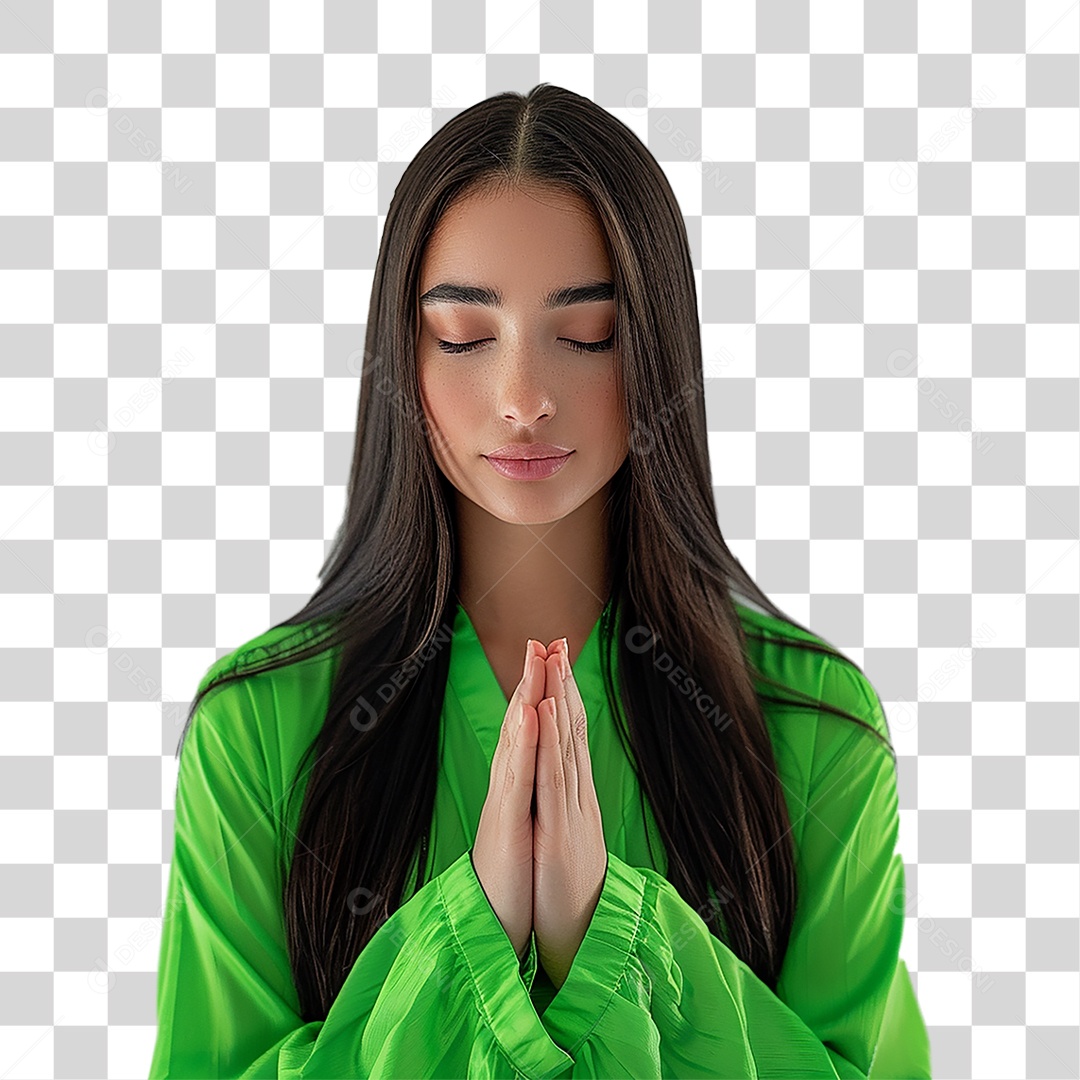 Mulher Orando Rezando PNG Transparente