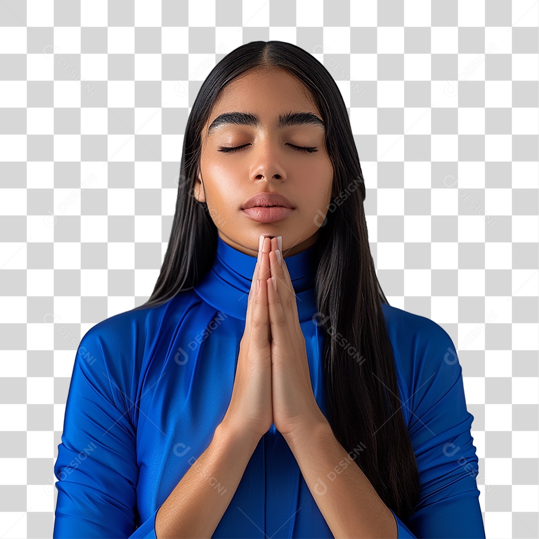Mulher Orando Rezando PNG Transparente