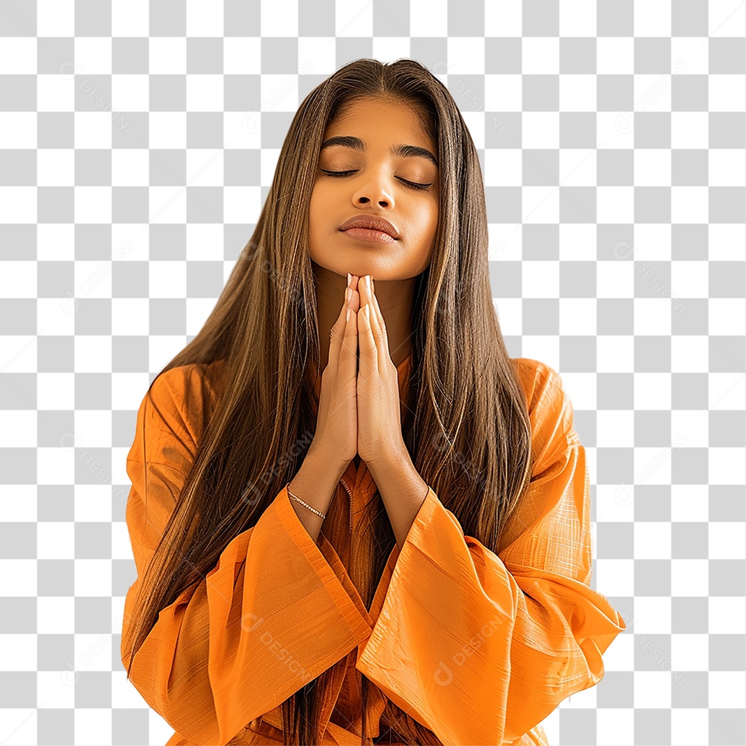 Mulher Orando Rezando PNG Transparente