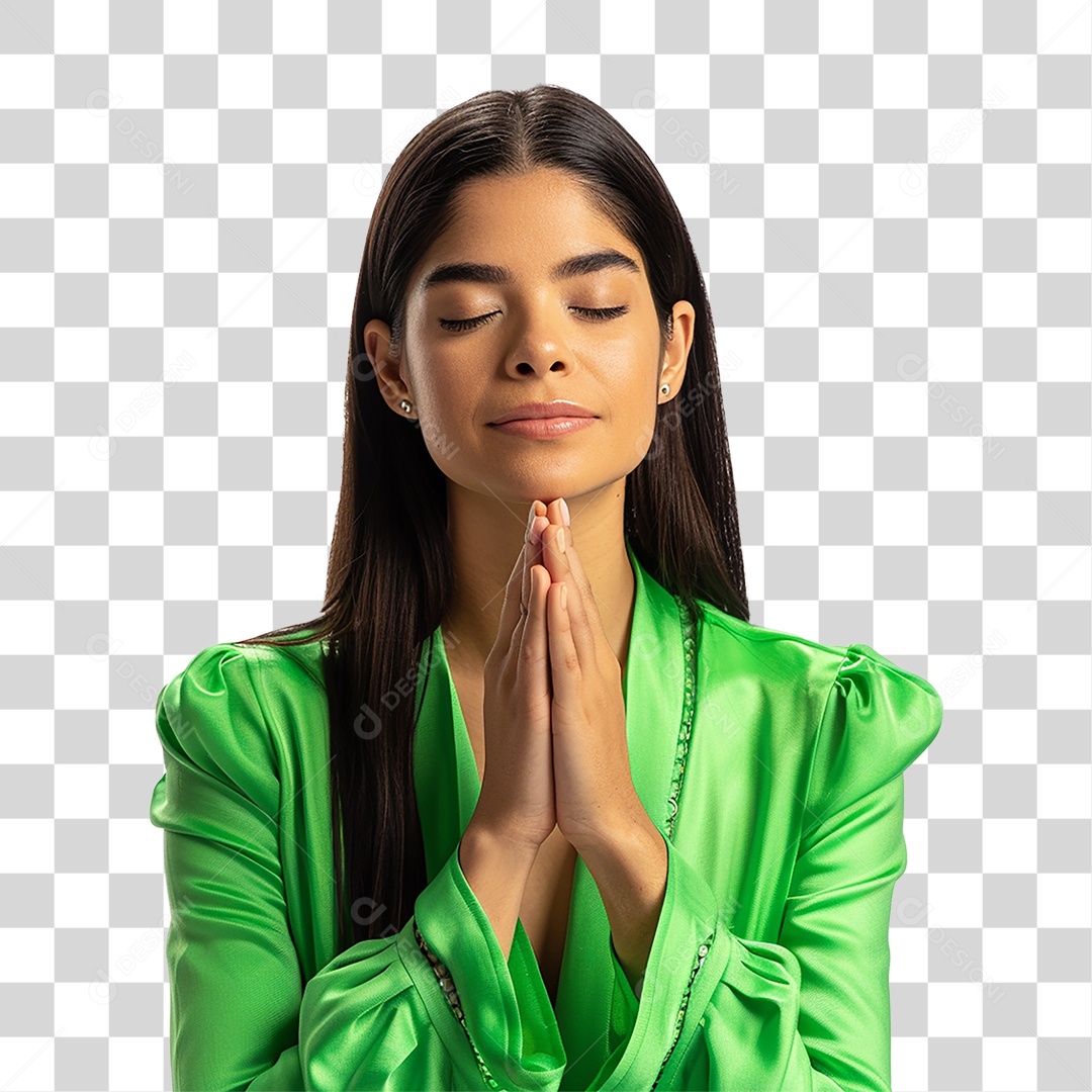 Mulher Orando Rezando PNG Transparente
