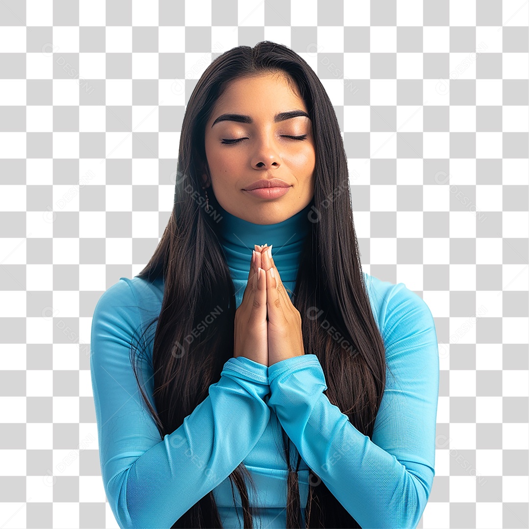 Mulher Orando Rezando PNG Transparente