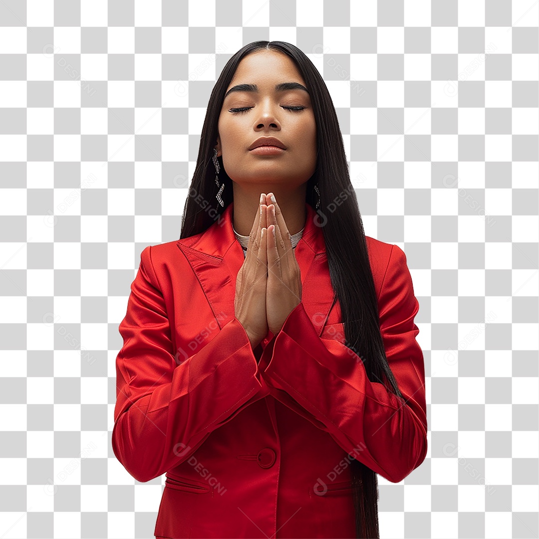 Mulher Orando Rezando PNG Transparente