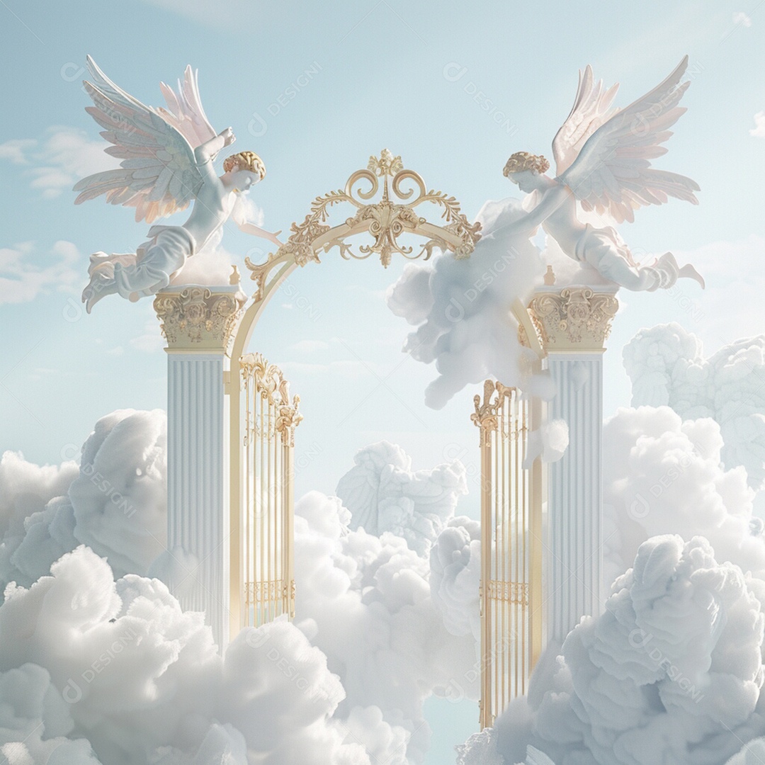 Retrato realista de portões do céu