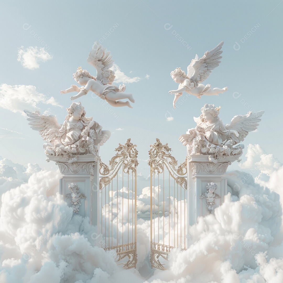 Retrato realista de portões do céu