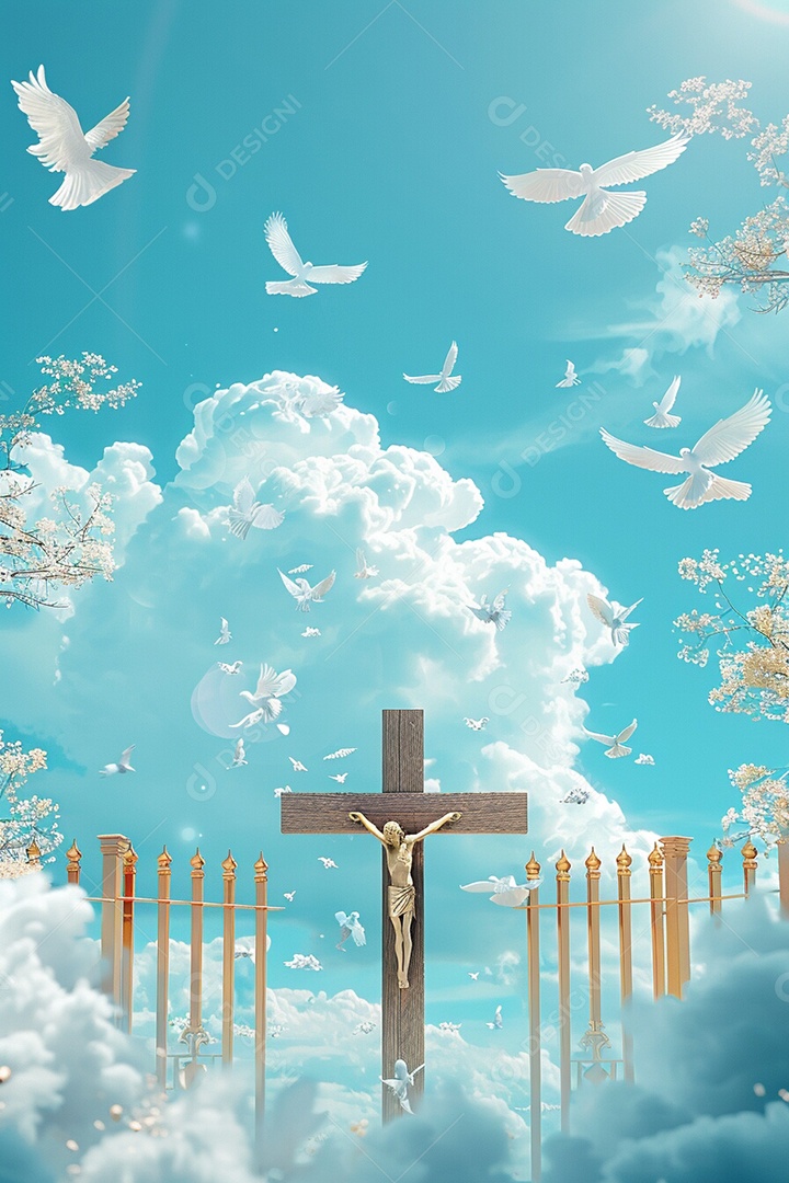 Retrato realista de portões do céu